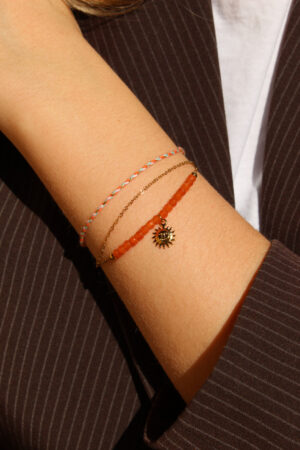 Bracelet Inès, orange avec 3 rangées