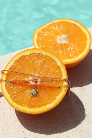 Bracelet triples chaines orange