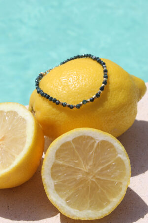 Bracelet à perles vertes en acier inoxydable