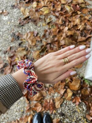 Chouchou en coton tissu indien coloré - imprimé artisanal