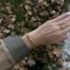 Bracelet en tissue jaune moutarde